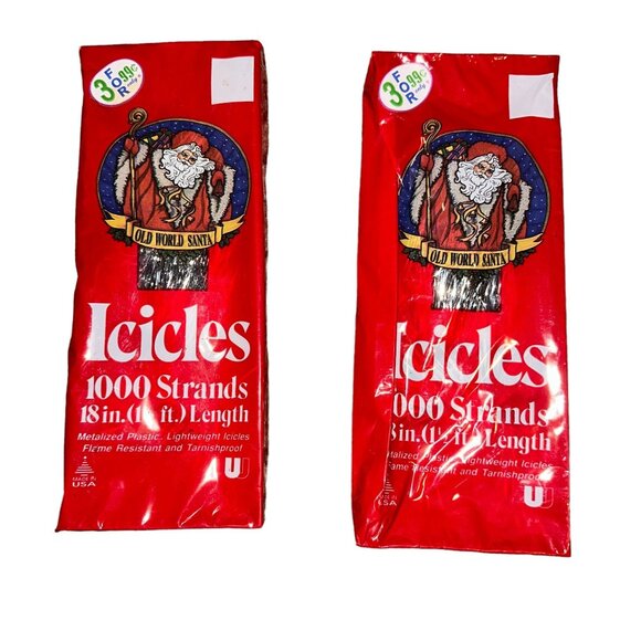 New Vintage Brite Star Old World Santa Christmas Tree Icicles 1000 2000 Strands - Picture 2 of 6